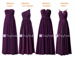 Eggplant online chiffon bridesmaids dress byzantium mix-match long party dress (mm153)