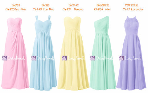 Ice Pink Strapless Dress Light Blue Party Dress Banana Yellow Formal Dress Mint Chiffon Dress (MM155)
