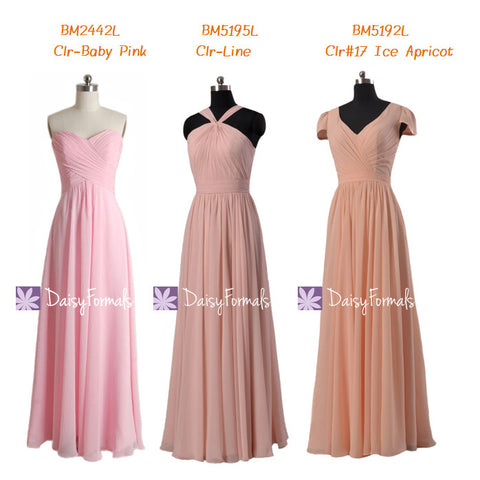 Light Pink Beach Wedding Party Dress Full Length Bridesmaids Dress (MM156)