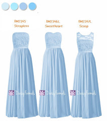 Long Ice Blue Mismatched Bridesmaids Dress Formal Dress - Ice Blue Line Up (MM162)