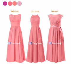 Coral Bridesmaids Dress Long Formal Dress - to be Coral (MM168)