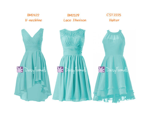 Versatile Tiffany Blue Formal Dress Deep V-neckline Party Dress Vintage Lace Dress (MM63 )