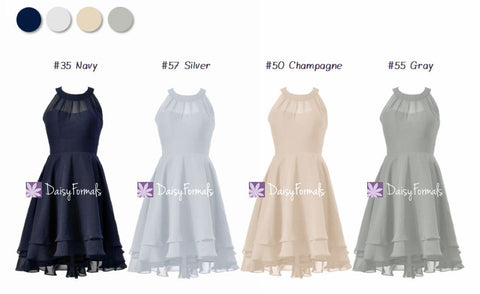 Chic Different Color High Low Mismatched Dresses - Grey & Navy (MM81)