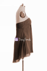 Stunning brown party dress beading cocktail dress high-low elegant evening party dresses (ritta)