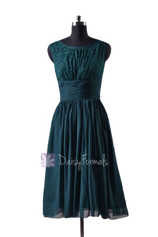 Rich Peacock Lace Party Dress Short Chiffon Bridal Dress Lace Formal Dress (BM2529)