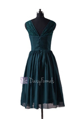 In stock,ready to ship -plus size short chiffon bridal party dress lace formal dresses (bm2529) - (rich peacock)