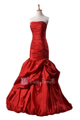 Gorgeous strapless red taffeta prom dress floor length bridal party dresses(pr2726)