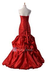Gorgeous Strapless Red Taffeta Prom Dress Floor Length Party Dress(PR2726)