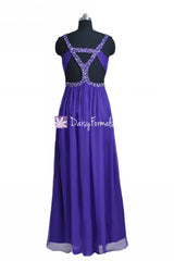 Sexy Mystery Purple Prom Dress Long Majorelle Blue Cutout Party Dress (PR28191)