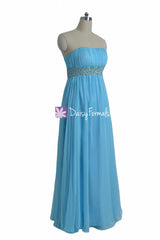 Long Blue Beading Party Dress for Special Occasions Strapless Formal Dress (PR28207)