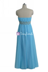 Long Blue Beading Party Dress for Special Occasions Strapless Formal Dress (PR28207)