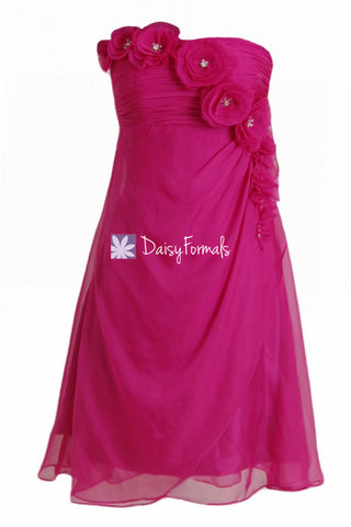 Beautiful Fuchsia Prom Dress Chic Short Chiffon Summer Party Dress Graduation Dress (PR28394)