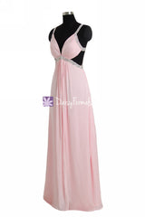 Ice Pink Chiffon Prom Dress Full Length Alluring Party Dress Long Pink Evening Dress (PR28249)