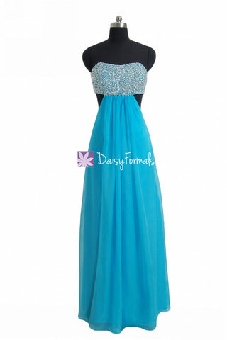 Malibu Blue Prom Dress Flirty yet Cute Party Dress with Cutouts Opening (PR28512)
