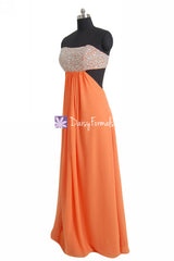 Orange Flirty Prom Dress Long Fashionable Strapless Chiffon Gown Party Dress (PR28512)