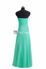 Aqua Mint Prom Dress Long Strapless Defined V-neckline Party Dress Evening Dress (PR29040)