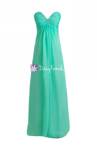 Aqua Mint Prom Dress Long Strapless Defined V-neckline Party Dress Evening Dress (PR29040)