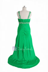 Fabulous Beaded Charmeuse Formal Dress Green Evening Dress W/Scoop Neckline(PR6540)