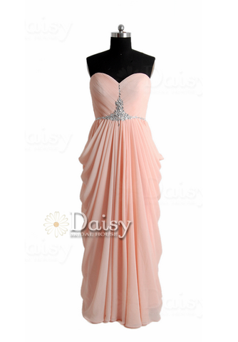 Sweetheart Long Apricot Prom Dress Beaded A-line Chiffon Evening Dress(PR72168)