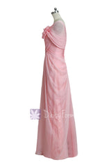 Gorgeous Custom Pink Prom Dress Silky Chiffon Evening Dress Lace Formal Dress(PRC122)
