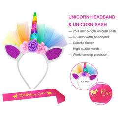 Unicorn Rainbow Tutu Skirt Set (11 Pack) for Girls Unicorn Themed Birthday Party（3-8 Years）