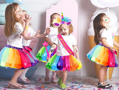 Unicorn Rainbow Tutu Skirt Set (11 Pack) for Girls Unicorn Themed Birthday Party（3-8 Years）