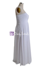 Strapless chiffon elegant wedding party dress white bridal gowns for beach wedding (wd2171)