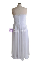 Strapless Chiffon Wedding Dress White Bridal Gown for Beach Wedding (WD2171)