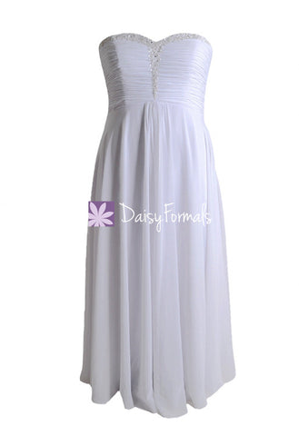 Strapless Chiffon Wedding Dress White Bridal Gown for Beach Wedding (WD2171)