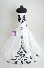 Charming Strapless Wedding Dress Fit & Flare Black Lace Wedding Gown (Beth)