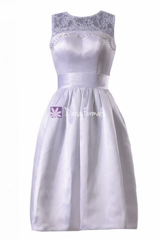Modest White Wedding Dress Little White Lace Party Dress (WD2422ATC)