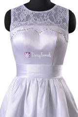 Modest White Wedding Dress Little White Lace Party Dress (WD2422ATC)