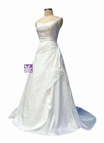Graceful A line Wedding Dress Full Length Bridal Gown w/Richful beading, straps (WD58135)