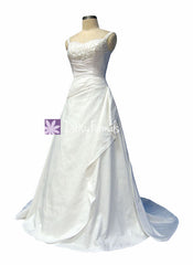 Graceful a line wedding party dress full length formal bridal gown w/richful beading, straps (wd58135)