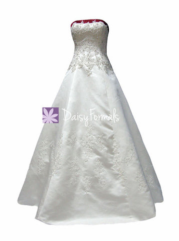 Luxury Embroidery Wedding Dress Long Colorful Wedding Gown W/Chapel train (WD58202)