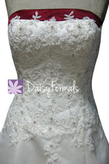 Luxury Embroidery Wedding Dress Long Colorful Wedding Gown W/Chapel train (WD58202)