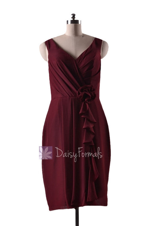 In Stock,Ready To Ship - Short Knee Length Sheath V-Neck Red Bridesmaid Dress(BM266) - (Falu Red) DaisyFormals-Bridesmaid and Formal Dresses in 59+ Colors In Stock,Ready To Ship - Short Knee Length Sheath V-Neck Red Bridesmaid Dress(BM266) - (Falu Red) DaisyFormals-Bridesmaid and Formal Dresses in 59+ Colors