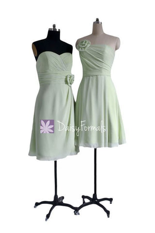 Tea Green Bridesmaids Dresses Short Strapless Dresses Sweetheart Prom Dress (MM001)
