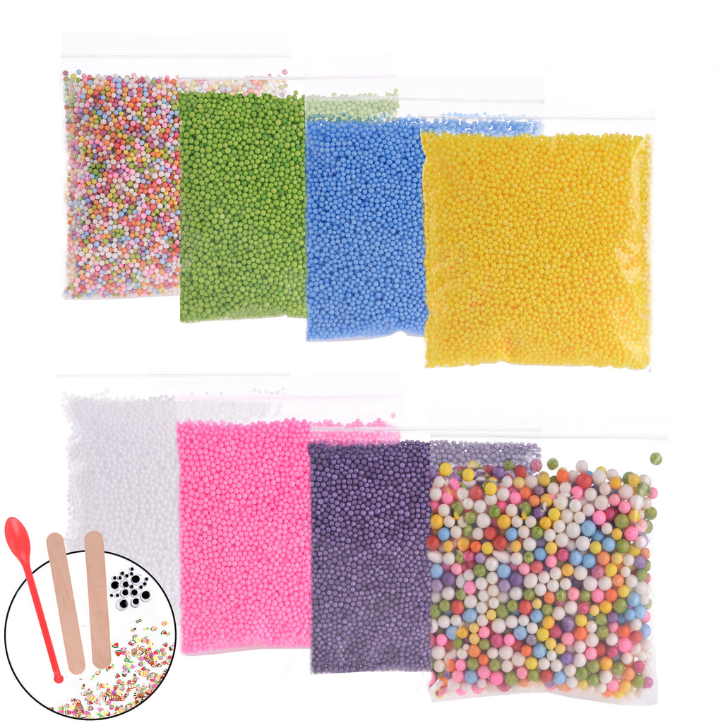 Slime Foam Beads Floam Balls – 18 Pack Microfoam Beads Kit 0.1-0.14 inch  Micro Colors Rainbow Fruit Beads Craft Add ins Homemade DIY Kids  Ingredients