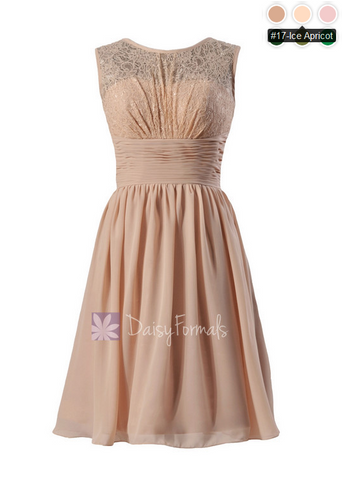 Short Vintage Chiffon Bridal Party Dress Vintage Zinnwaldite Lace Formal Dress (BM2529)