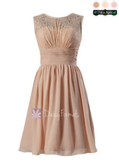 Short vintage chiffon bridal party dress online vintage zinnwaldite lace formal dress (bm2529)